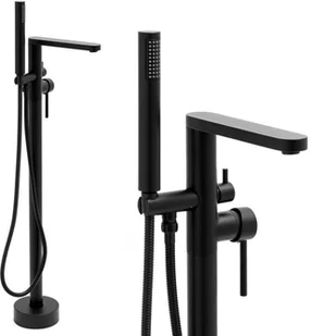 Yoka Bateria wannowa wolnostojąca z prysznicem czarna - Yoka BP.CARLA BLK - Baterie wannowe i prysznicowe - miniaturka - grafika 3