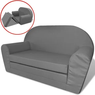 vidaXL vidaXL Sofa amerykanka dziecięca szara - Pufy i podnóżki - miniaturka - grafika 4