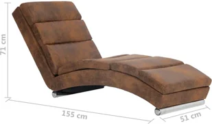 vidaXL Szezlong, brązowy, sztuczna skóra zamszowa - Szezlongi - miniaturka - grafika 7