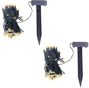 vidaXL Lampki solarne LED, 2 girlandy lampek, ciepły biały - Oświetlenie świąteczne - miniaturka - grafika 2