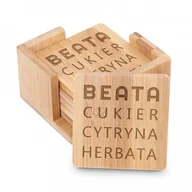 Pozostałe akcesoria barmańskie - Murrano Podkładki bambusowe zestaw x6 grawer dla miłośniczki herbaty PDK-BMB-017 - miniaturka - grafika 1