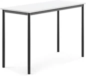 Meble do szkół i przedszkoli - AJ Produkty Stół BORS, 1400x600x900 mm, lamiant biały, antracyt - miniaturka - grafika 1