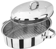 Brytfanny - Judge JUDGE TC120 owalne naczynie do pieczenia z pokrywką tropfdeckeln 32 x 22 cm stawiana pionowo, srebrny TC120 - miniaturka - grafika 1