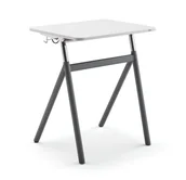 Meble do szkół i przedszkoli - AJ Produkty Szkolne biurko z regulacją wysokości ASCEND, laminat szary, szary - miniaturka - grafika 1