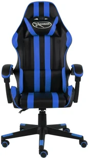 vidaXL Fotel dla gracza, czarno-niebieski, sztuczna skóra vidaXL - Fotele gamingowe - miniaturka - grafika 2