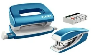 Leitz Zszywacz + dziurkacz Mini WOW metalowy, niebieski metalik 55612036 - Przybory szkolne - miniaturka - grafika 3