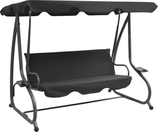 vidaXL Huśtawka ogrodowa z baldachimem antracytowa 313339 - Huśtawki - miniaturka - grafika 9