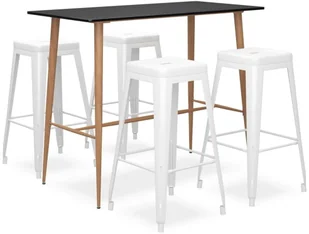 vidaXL 5-częściowy zestaw mebli barowych, czarno-biały - Stoły z krzesłami - miniaturka - grafika 2