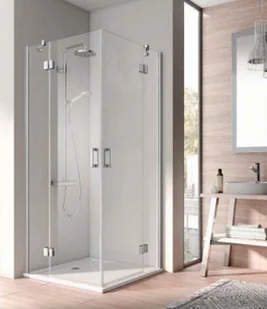 Kermi wejście narożne część lewa Osia ESL 1100x2000 BV 1075-1100 srebro wysoki połysk szkło ESG przezroczyste z Clean OSESL11020VPK - Kabiny prysznicowe - miniaturka - grafika 2