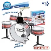 Instrumenty muzyczne dla dzieci - Dante Perkusja 6 elementowa srebrna ze stołkiem  ! - miniaturka - grafika 1