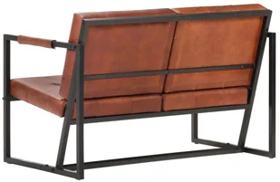 vidaXL Sofa 2-osobowa, brązowa, naturalna skóra kozia - Sofy i kanapy - miniaturka - grafika 5