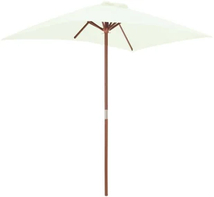 vidaXL Parasol ogrodowy na drewnianym słupku, 150 x 200 cm, piaskowy - Parasole ogrodowe - miniaturka - grafika 6