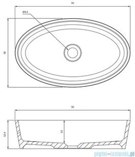 Omnires Bari M+ umywalka nablatowa 50x30cm biało-czarny połysk BARI500UNBCP | - Umywalki - miniaturka - grafika 2