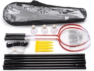 Badminton - Meteor Zestaw do badmintona MOTION aluminiowy czerwony 2 rakietki lotki siatka 20076 20076 - miniaturka - grafika 1