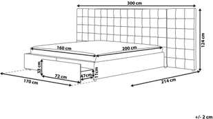 Beliani Łóżko szare tapicerowane ze stelażem 160 x 200 cm MILLAU - Łóżka - miniaturka - grafika 4
