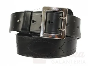 WIREX (PL) Wojskowy Pas Męski Skórzany OFICER RUBIN (PL) Skóra Licowa CZARNY Super Wytrzymały Z Płytką I Przeszyciami PO45CC - Paski - miniaturka - grafika 5