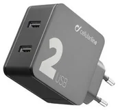 Ładowarki do telefonów - Ładowarka do sieci CellularLine Multipower 2 Smartphone detect 2 x USB port 24W ACHUSB224WK) Czarna - miniaturka - grafika 1