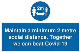Viking Signs Utrzymuj minimum 2 metry dystansu społecznego. Together we can beat Covid-19 MP6029-A2L-V - Systemy ekspozycyjne i znaki informacyjne - miniaturka - grafika 2