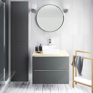 Lustro okrągłe Loft 73 cm w ramie czarne POZ-3021-0 - Lustra - miniaturka - grafika 2