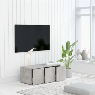 vidaXL Szafka pod TV, szarość betonu, 80x34x30 cm, płyta wiórowa - Szafki RTV - miniaturka - grafika 4