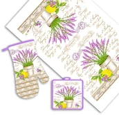 Fartuchy i rękawice kuchenne - Komplet kuchenny Lawenda - ścierka, rękawica, podkładka - miniaturka - grafika 1