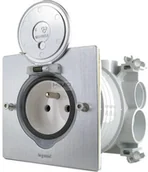 Puszki elektryczne i akcesoria - Legrand Kwadratowe gniazdo podłogowe pojedyncze z uziemieniem 2P+Z INOX 089700 089700/081988/077111 - miniaturka - grafika 1