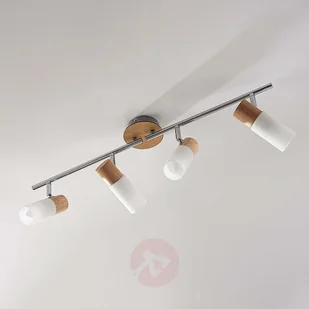 Lampenwelt COM 4-punktowa lampa sufitowa LED Krzysztof, drewno - Lampy sufitowe - miniaturka - grafika 3