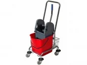 Wózki serwisowe - CleanPRO Wózek jednowiaderkowy 23l prasa+uchwyt czerwony 358897 - miniaturka - grafika 1