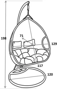 SASKA GARDEN Huśtawka fotel wiszący 2 osobowy Duet Luxe szary - Fotele ogrodowe wiszące - miniaturka - grafika 4