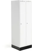 Meble do szkół i przedszkoli - AJ Produkty Szafka do szatni ROZ, 2 moduły, 2 drzwi, 1740x600x550 mm, biały, z podstawą - miniaturka - grafika 1