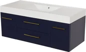 Szafki łazienkowe - Gante Szafka wisząca z umywalką granatowy mat 120/50C cm Belli Gold BEL-GN-U120/50C+NELA - miniaturka - grafika 1