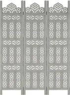 Parawany - vidaXL vidaXL Parawan 3-panelowy, rzeźbiony, szary, 120x165 cm, drewno mango - miniaturka - grafika 1