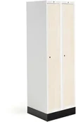 Meble do szkół i przedszkoli - AJ Produkty Szafka do szatni ROZ, 2 moduły, 2 drzwi, 1740x600x550 mm, brzoza, z podstawą - miniaturka - grafika 1