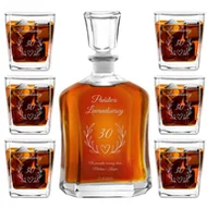 Karafki - Murrano Zestaw Karafka z 6 Szklankami Grawer Rocznica Ślubu KARC_6xSZC-008 - miniaturka - grafika 1