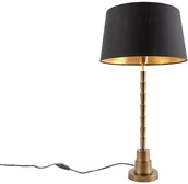 Lampy stojące - QAZQA Lampa stołowa art deco brąz klosz bawełniany czarny 35cm - Pisos - miniaturka - grafika 1
