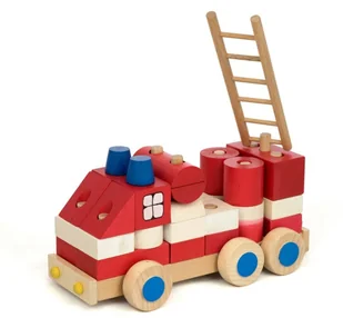 Drewniany wóz straży pożarnej z klocków 35 el. - Samochody i pojazdy dla dzieci - miniaturka - grafika 2