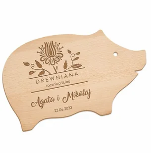 Murrano Deska do krojenia świnka z grawerem dla pary na drewnianą rocznicę śl DSK-SWK-031 - Deski do krojenia - miniaturka - grafika 23