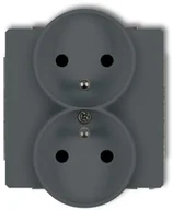 Gniazdka elektryczne - Karlik Deco grafitowy mat gniazdo podwójne z uziemieniem 28DGPR-2z 28DGPR-2z - miniaturka - grafika 1