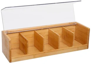 Secret de Gourmet Drewniana herbaciarka szkatułka na herbatę 5 przegródek bambus B00HH89F9A - Pojemniki kuchenne - miniaturka - grafika 2