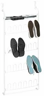 Szafki na buty - Relaxdays regał na buty na drzwi, 12 par, kosz do zawieszenia, półki na buty na 4 poziomach, żelazo, wys. x szer. x gł.: 144 x 60 x 19 cm, biały (10023821) - miniaturka - grafika 1