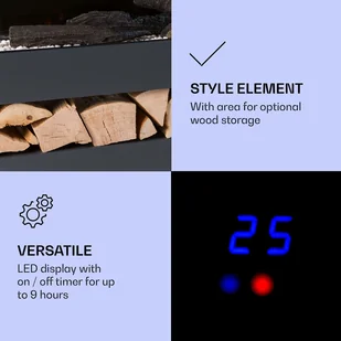 Klarstein Klarstein Studio Light & Fire 3 Smart kominek 1000/2000W MDF sterowanie przez Wi-Fi ACO7-Studio L&F 3 B - Kominki elektryczne - miniaturka - grafika 11