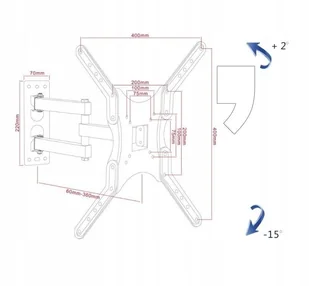 Art Uchwyt ścienny TV AR-61A, VESA 100X100/200X200/400X400/75X75, 30 kg (910-001357) - Uchwyty do telewizora - miniaturka - grafika 7