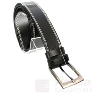 Paski - Pas-Max (PL) Pasek Męski Skórzany (PL) Skóra Licowa EXTRA 40 mm Czarny Z Podwójną Białą Nitką - miniaturka - grafika 1