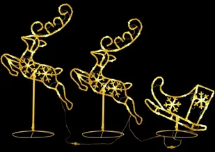 vidaXL vidaXL Świąteczne renifery z saniami akryl 260x21x87 cm ciepła biel 328509 - Ozdoby bożonarodzeniowe - miniaturka - grafika 3