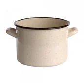 Garnki - Emalia Silesia Rybnik GARNEK PROSTY 4,4L ŚR.20CM WYS.15CM KREM NAKRAPIANY - miniaturka - grafika 1