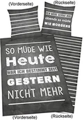 Pościel dla dzieci - Herding bielizna pościelowa Young Collektion powiedzenia, Renforce, czarny/biały, szary, 200x135x2 cm 4459216050412 - miniaturka - grafika 1