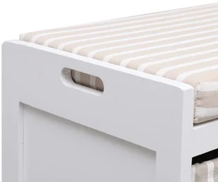 vidaXL Ławka do przedpokoju, biała, 70x33,5x45 cm, drewno paulownia vidaXL - Ławki do przedpokoju - miniaturka - grafika 6