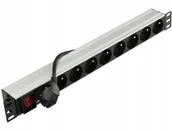 Szafy rack - Listwa zasilająca Rack 19'' 9 gn z włącznikiem - miniaturka - grafika 1
