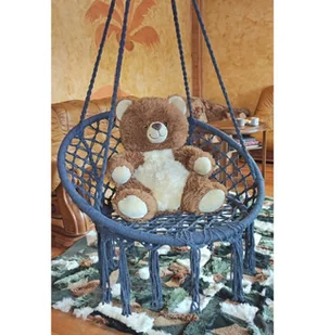 SASKA GARDEN Hamak ażurowy fotel wiszący 80x60cm luxe z poduszką szary 1026954 - Fotele ogrodowe wiszące - miniaturka - grafika 13