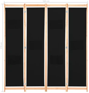 vidaXL Parawan 4-panelowy, czarny, 160x170x4 cm, tkanina vidaXL - Parawany - miniaturka - grafika 8
